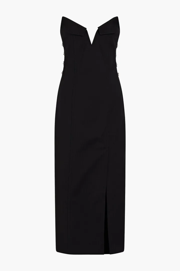 Strapless cotton-blend midi dress