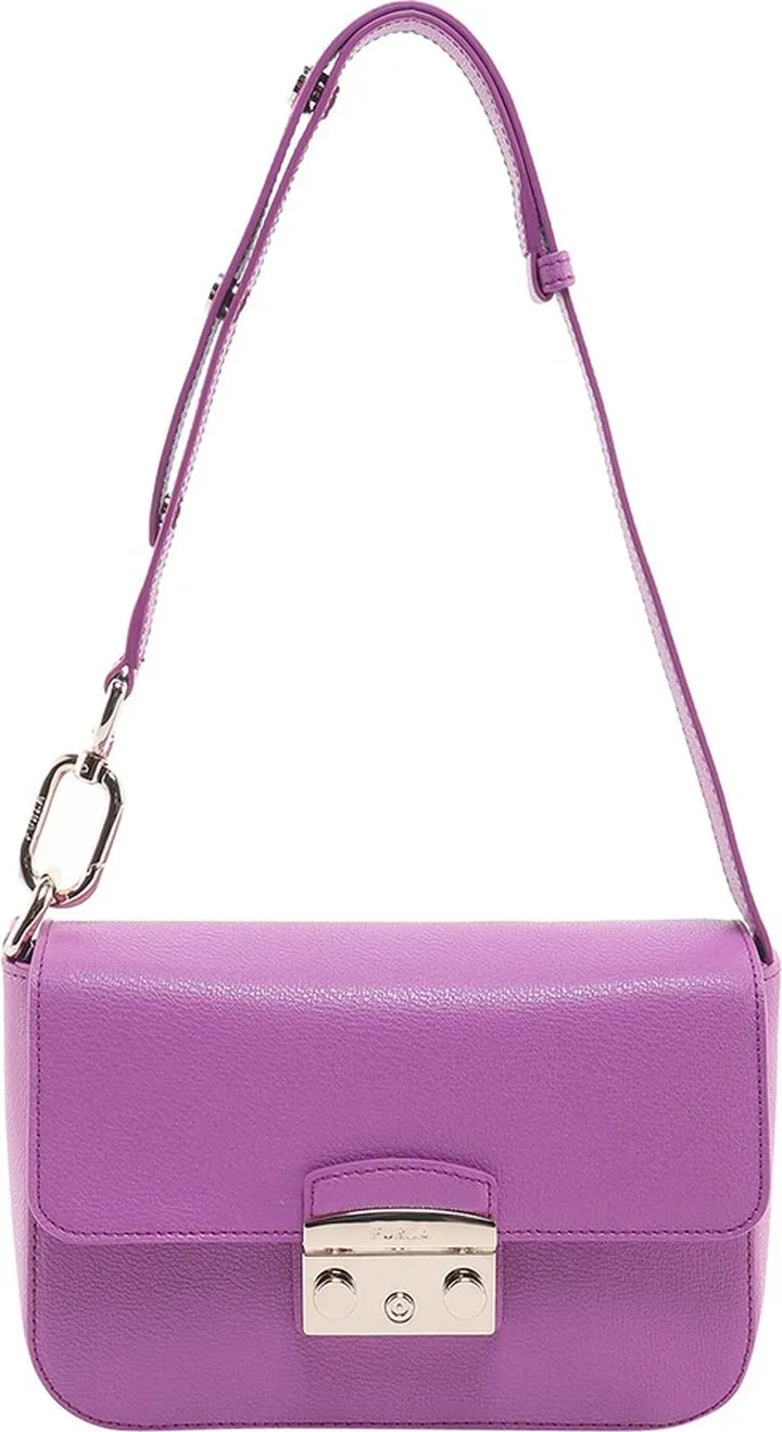 Leather shoulder bag with engraved logo
