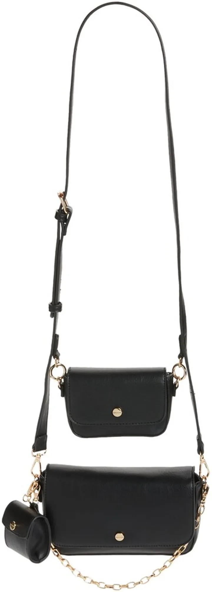 Three-Piece Vegan Leather Convertible Crossbody Bag