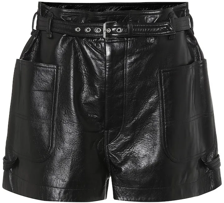 Xike high-rise leather shorts
