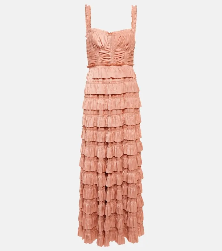 Camille plisse satin maxi dress