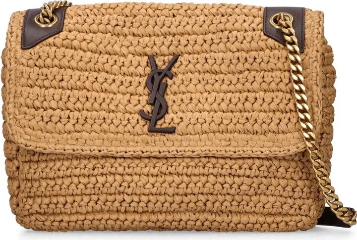 Medium Niki raffia shoulder bag