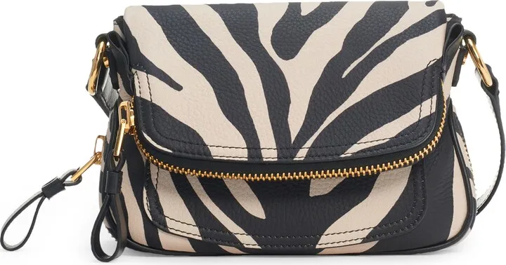 Mini Jennifer Zebra Stripe Leather Crossbody Bag