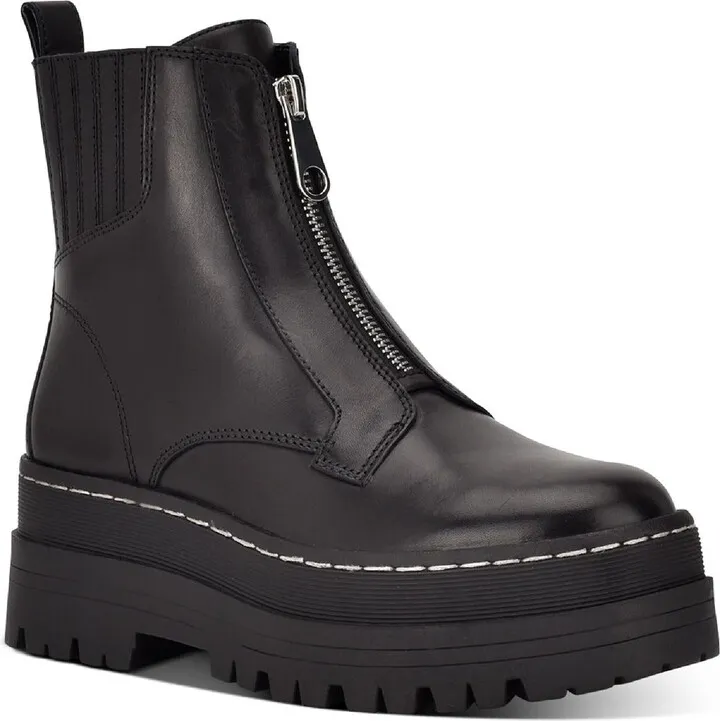 Prisco Womens Leather Platforms Combat & Lace-up Boots