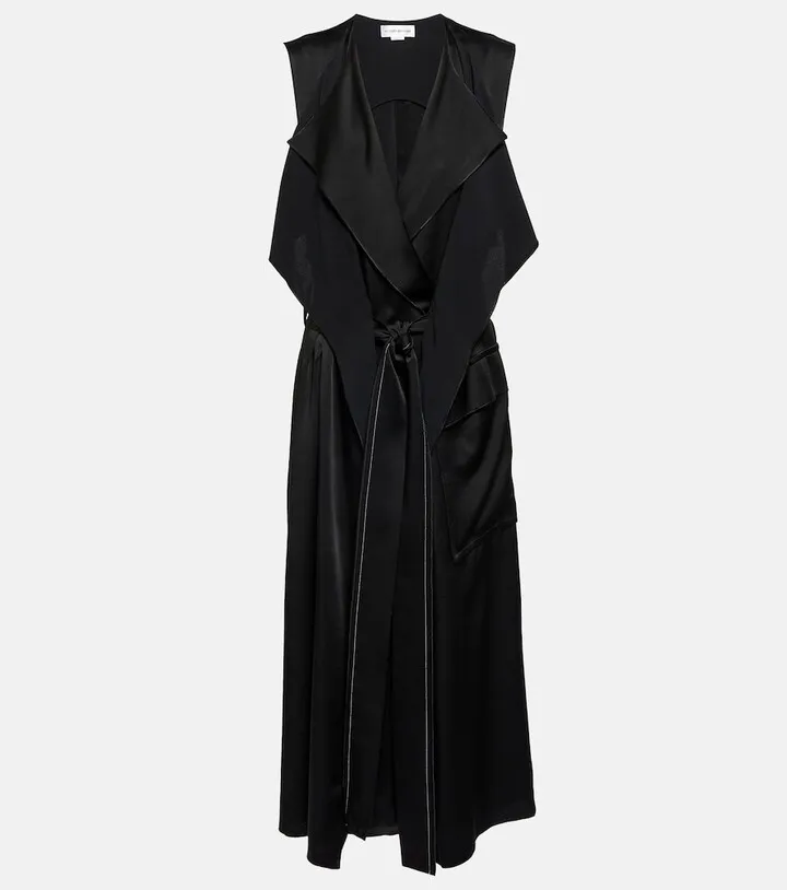 Trench crepe midi dress