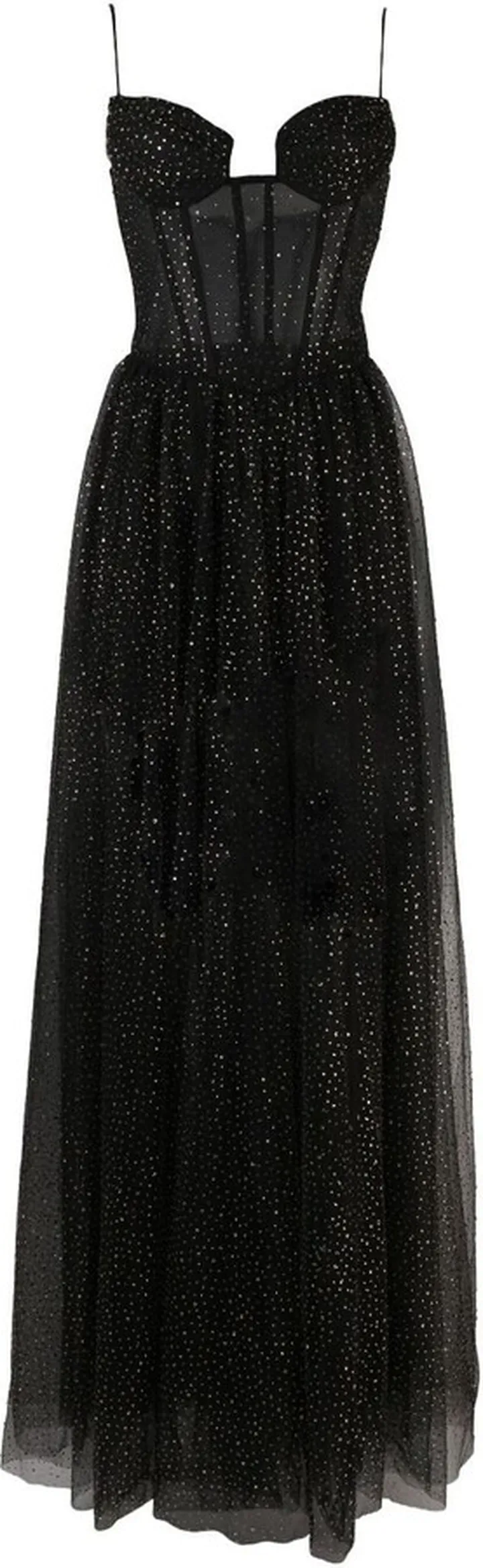 Black Crystal-Embellished Corset Gown
