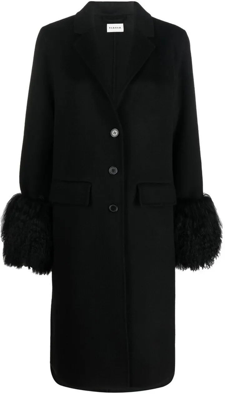 Fur-Trimmed Single-Breasted Coat