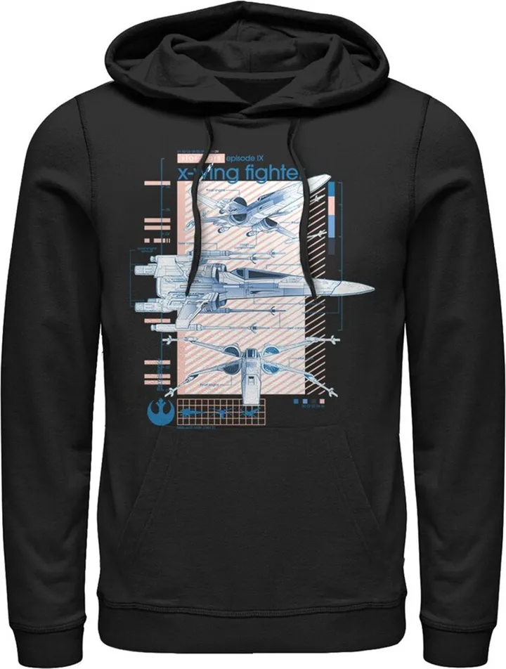Men's Star Wars: The Rise of Skywalker X-Wing Details Pull Over Hoodie - Black - Large