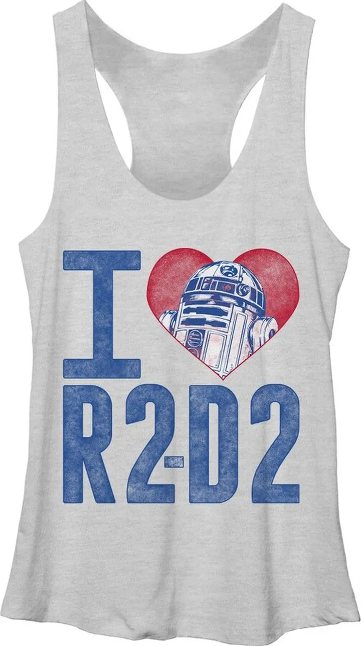 Women's Star Wars I Love R2-D2 Racerback Tank Top - White Heather - Large