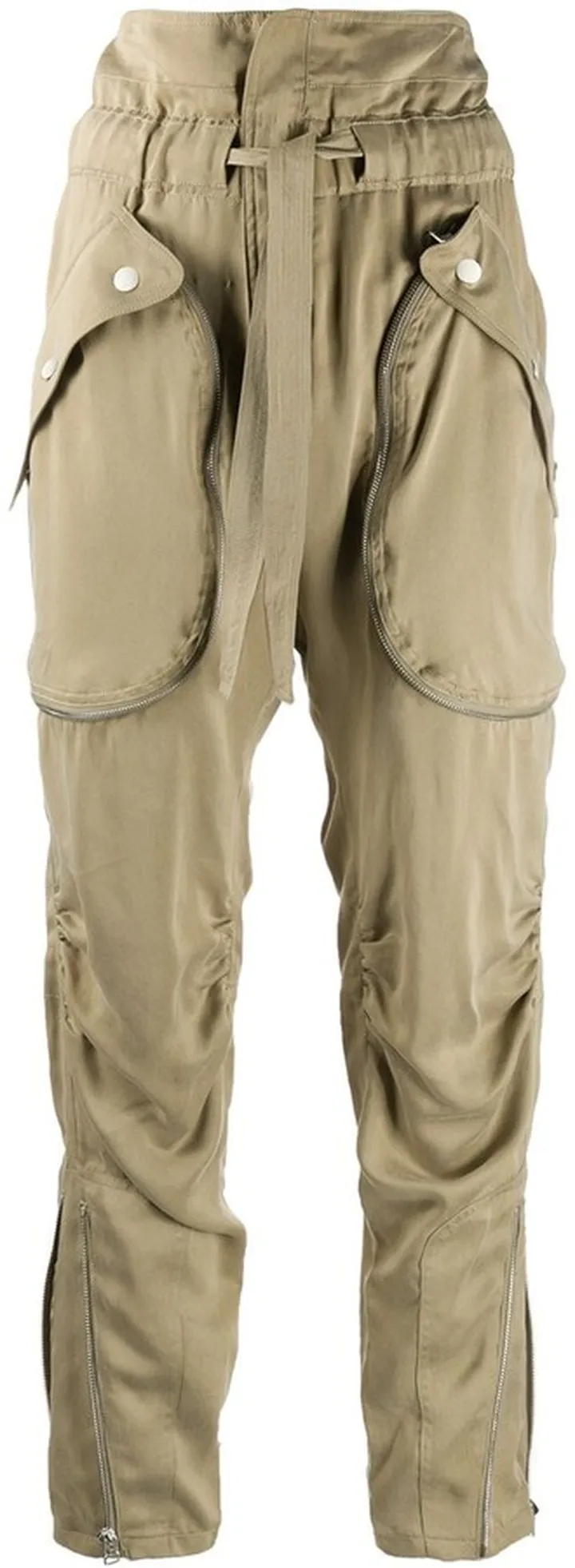 High Waisted Ruched-Detail Trousers