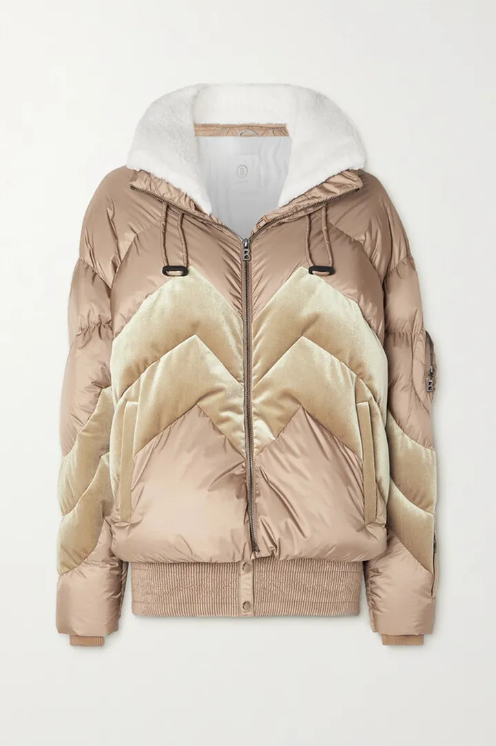 Bogner - Vanja-d Fleece-trimmed Velvet-paneled Down Ski Jacket - Brown