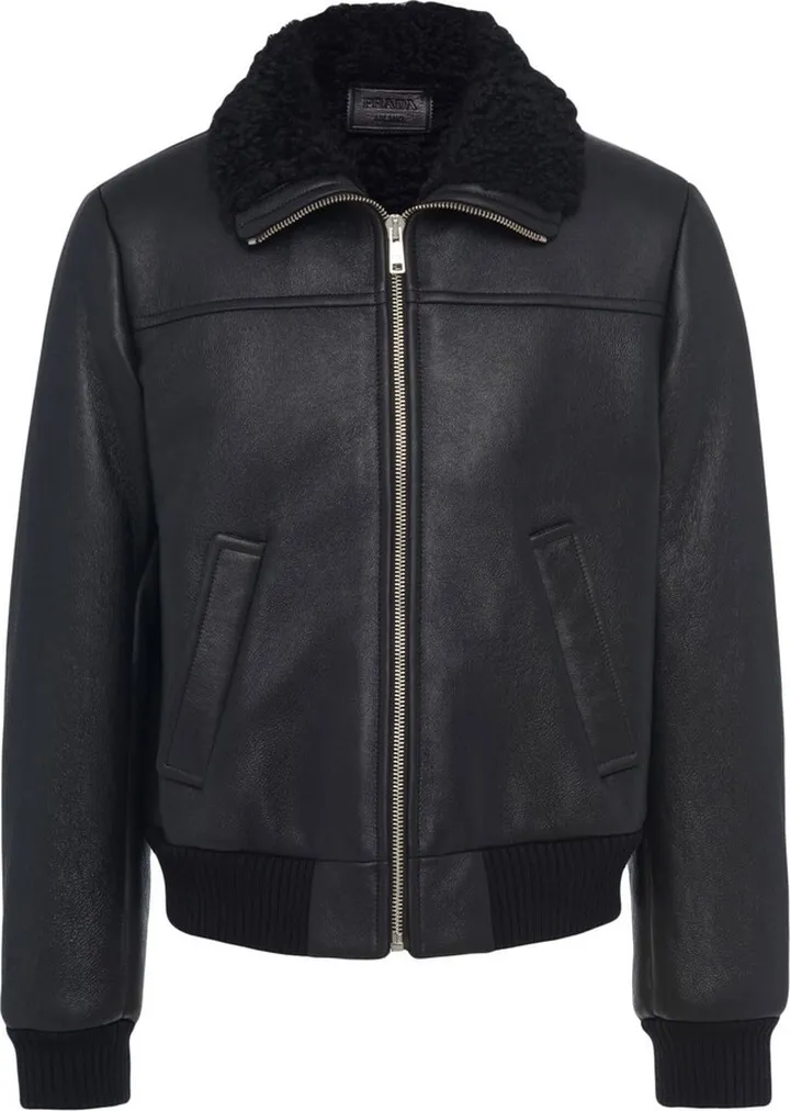 Shearling Zip-Up Bomber Jacket