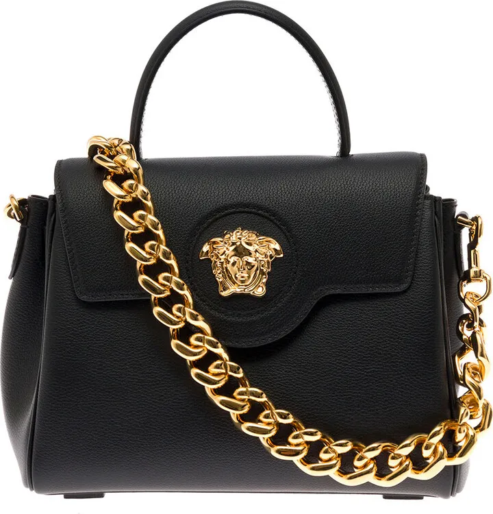 Versace Woman's La Medusa Black Leather Handbag