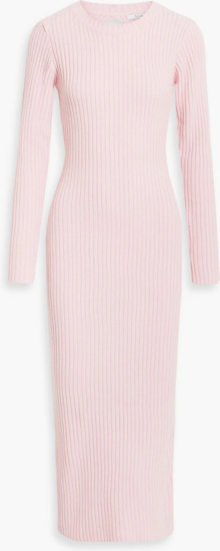 Cutout ribbed-knit midi dress