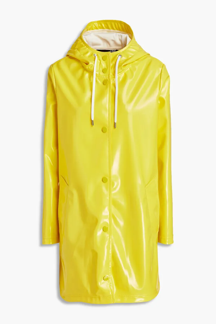 Coated woven hooded raincoat