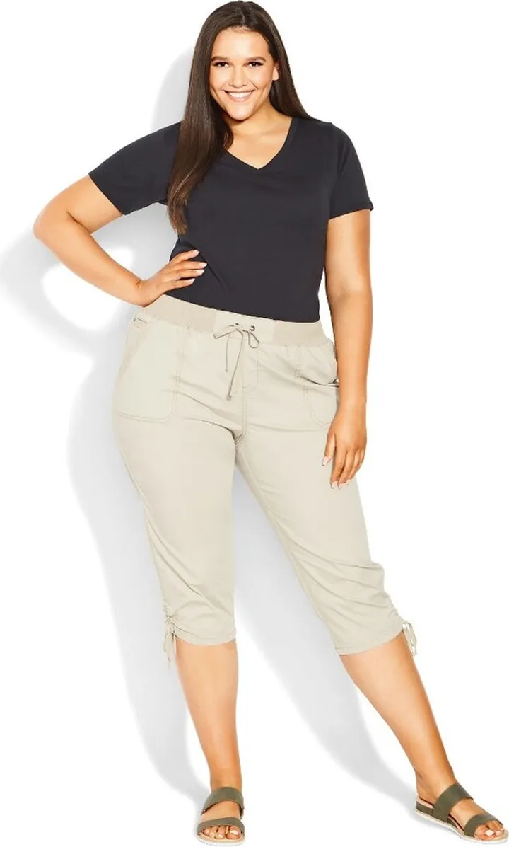 EVANS | Women's Plus Size Cotton Cinch Capri - sand - 28W
