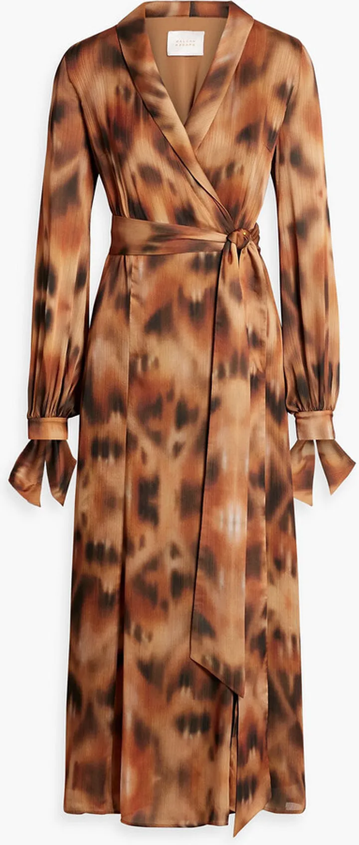 Cabana printed crepon maxi wrap dress