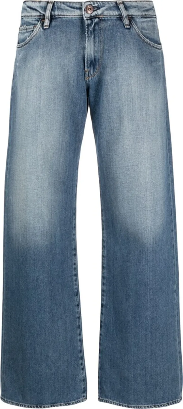Wide-Leg Stonewashed Jeans