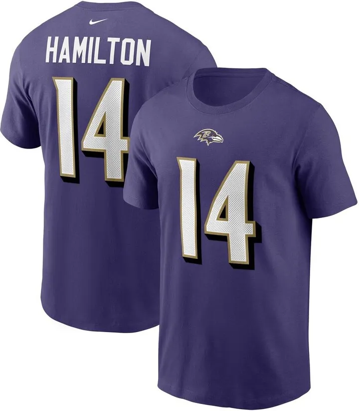 Men's Nike Kyle Hamilton Purple Baltimore Ravens 2022 Nfl Draft First Round Pick Player Name & Number T-shirt