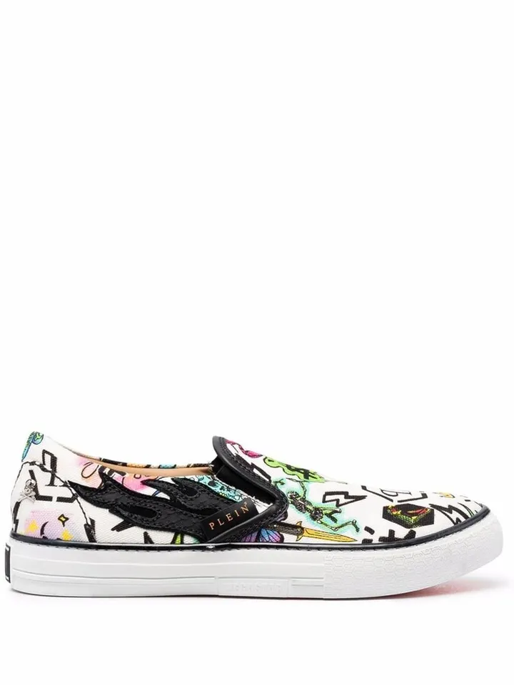 Flame Print Slip-On Sneakers