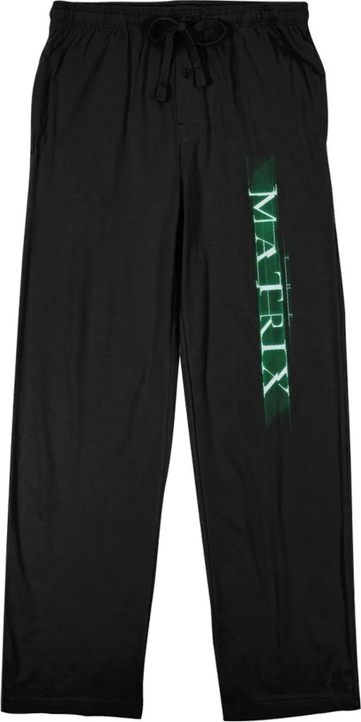 The Matrix Movie Logo Men’s Black Graphic Sleep Pants-Small
