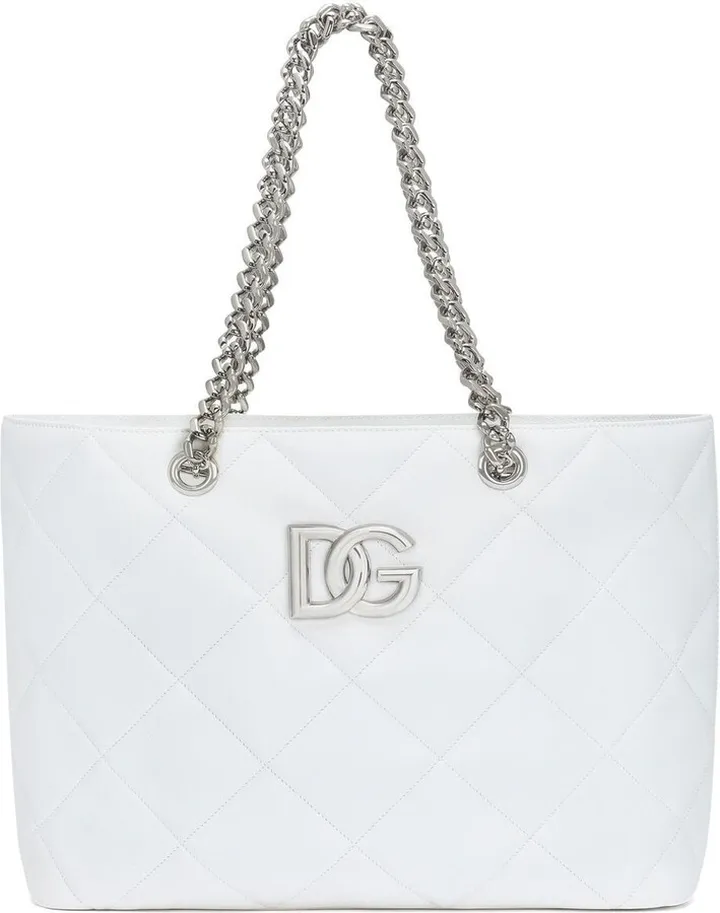 Logo-Plaque Quilted Shopper Tote