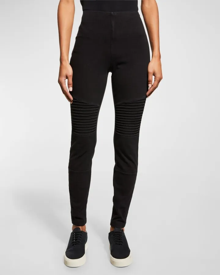 High-Rise Moto Denim Leggings