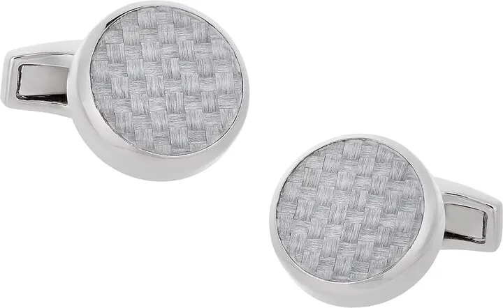 Men's Round Carbon Fiber Cufflinks
