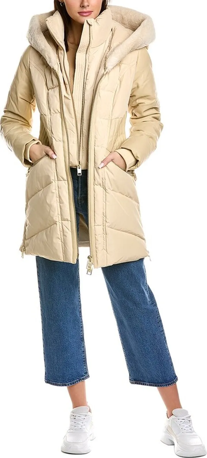 NB Series by Nicole Benisti Courcheval Leather-Trim Down Coat