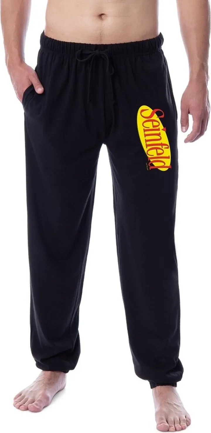Seinfeld Men's TV Show Logo Icon Symbol Sleep Jogger Pajama Pants (Medium) Black