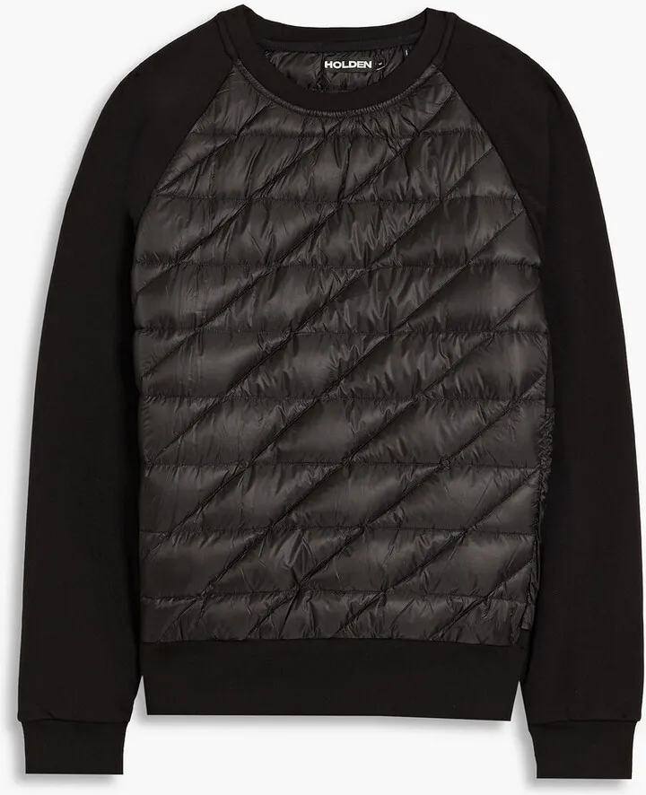 Quilted shell-paneled neoprene sweatshirt