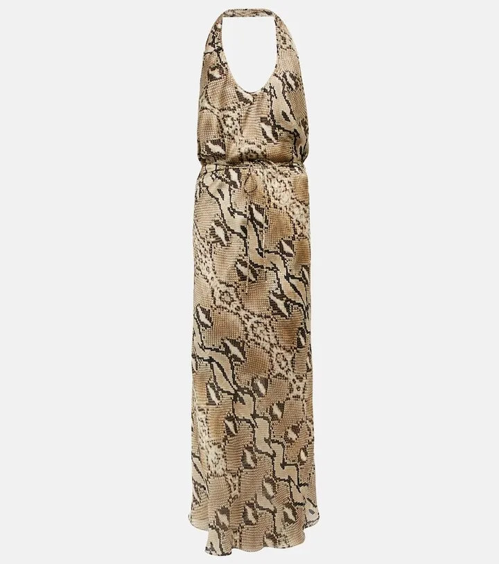 Abby snake-print silk midi dress