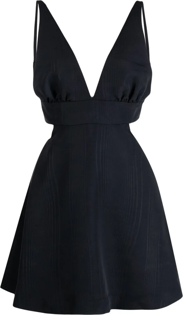 oversize-bow plunging V-neck dress