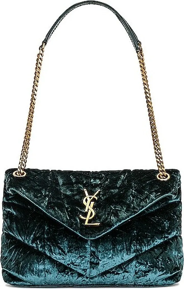 Saint Laurent Small Puffer Chain Bag in Green