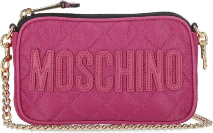 Moschino Quilted Logo Patch Zipped Crossbody Bag