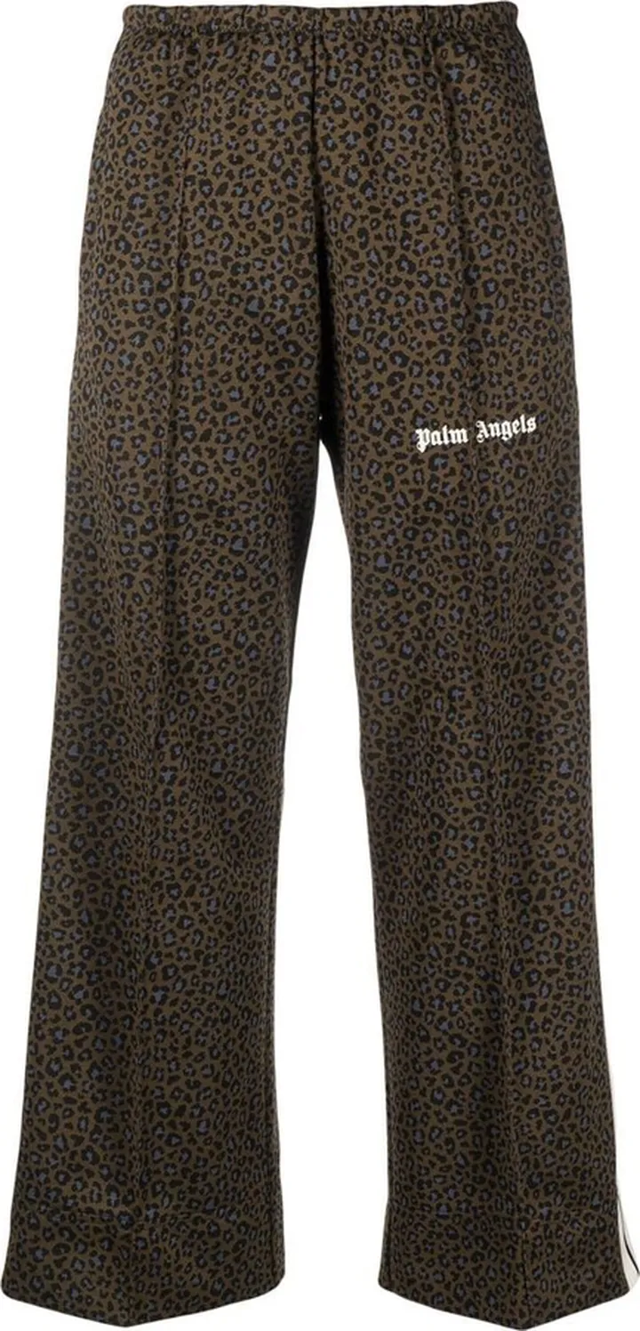 Leopard Print Cropped Track Pants