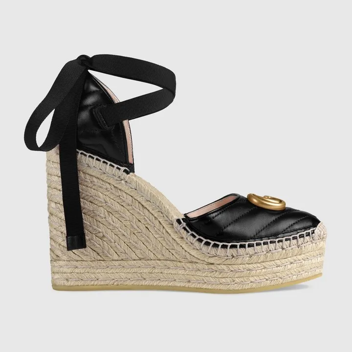 Leather platform espadrille