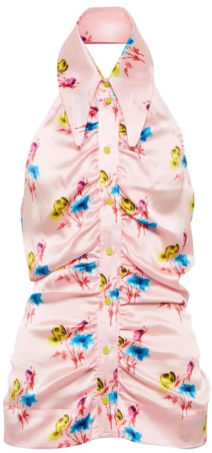 Floral silk-blend halterneck top