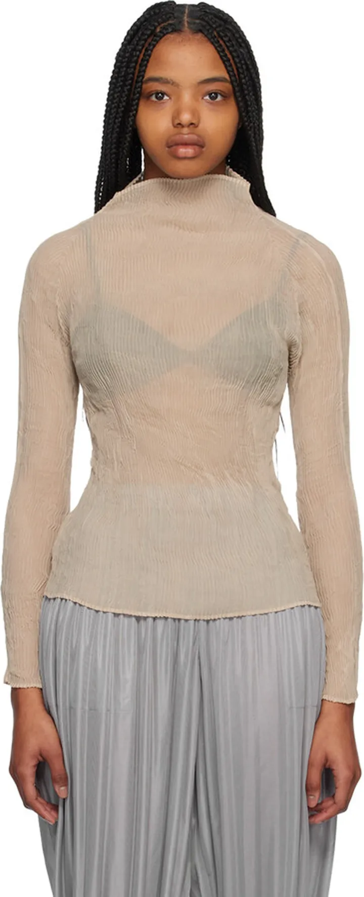 Issey Miyake SSENSE Exclusive Beige Turtleneck