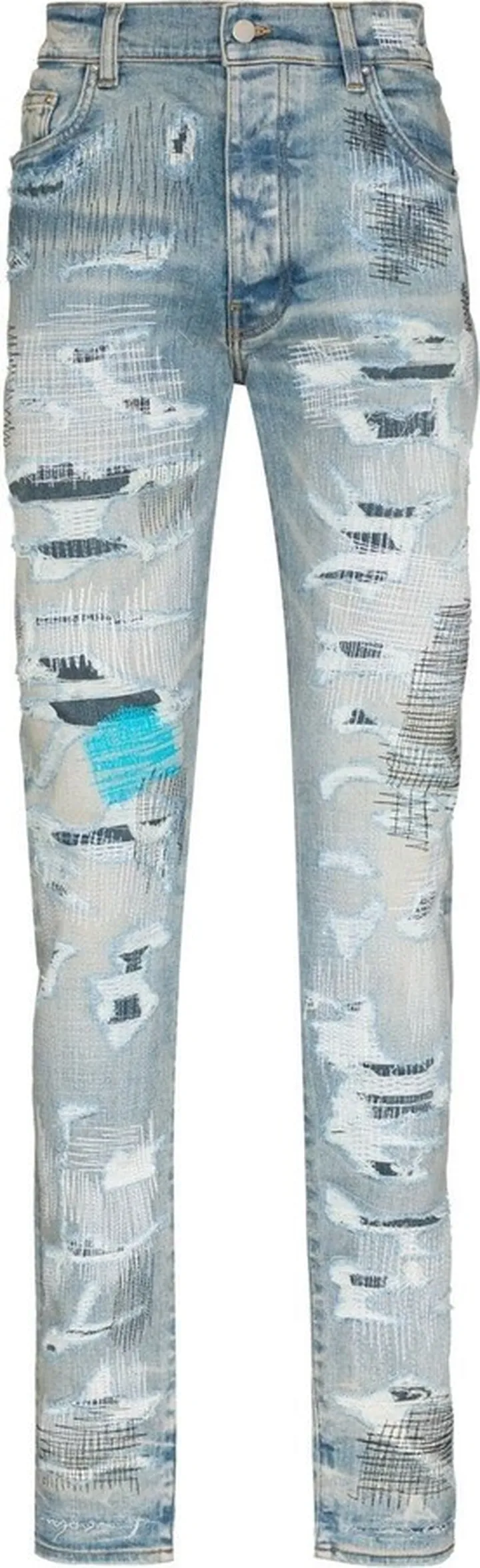 Distressed-Finish Skinny Jeans