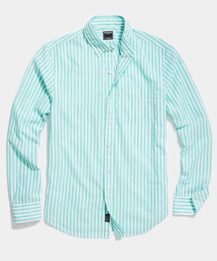 Summer Weight Favorite Shirt in Green Stripe
