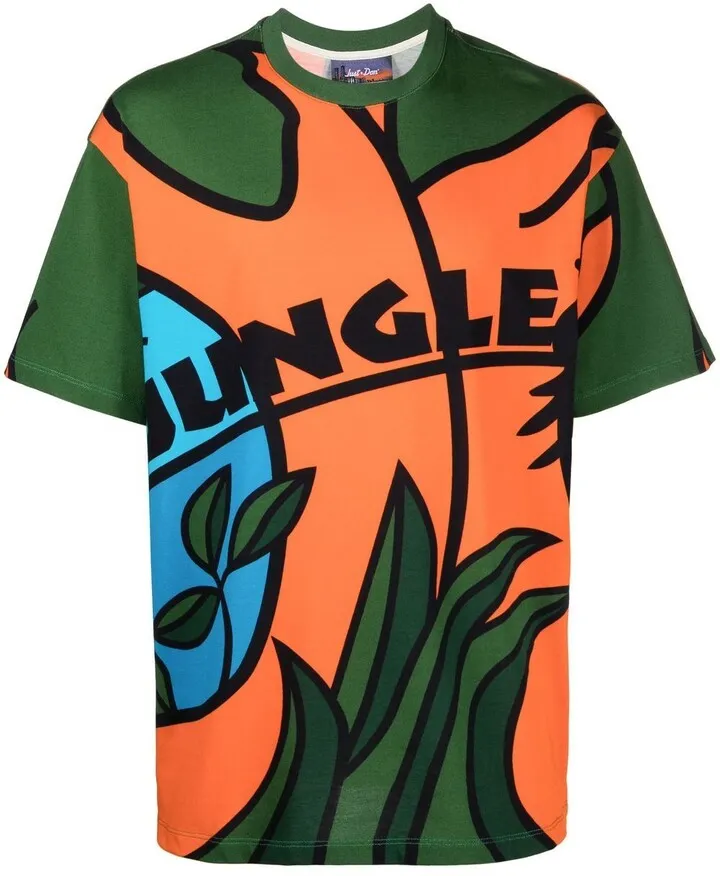 slogan colour-block T-shirt