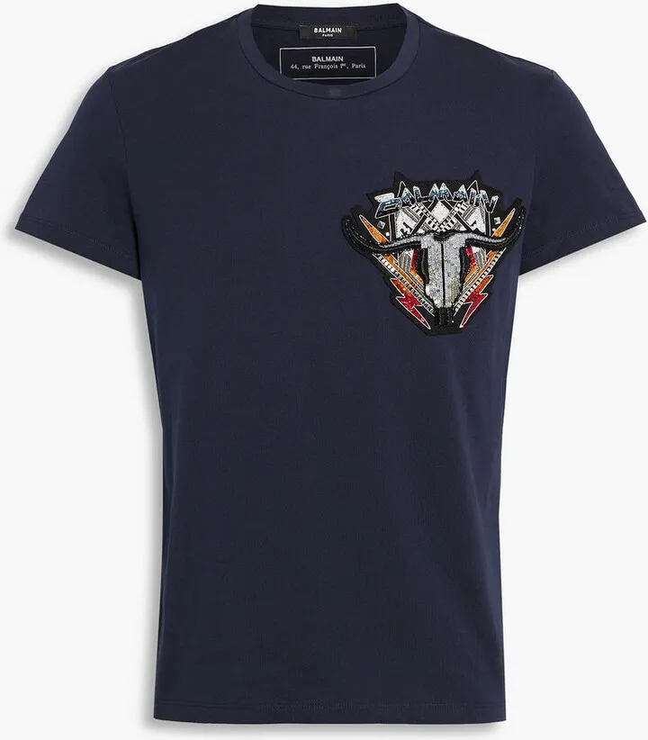 Appliquéd cotton-jersey T-shirt