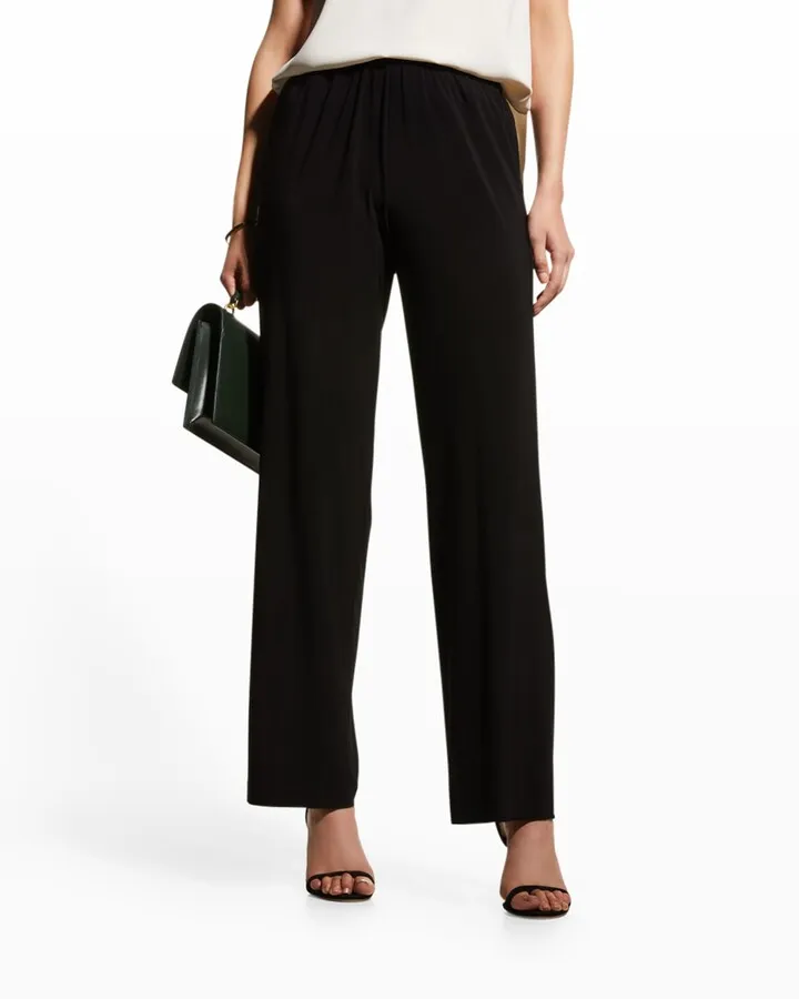 Stretch-Knit Straight-Leg Pants
