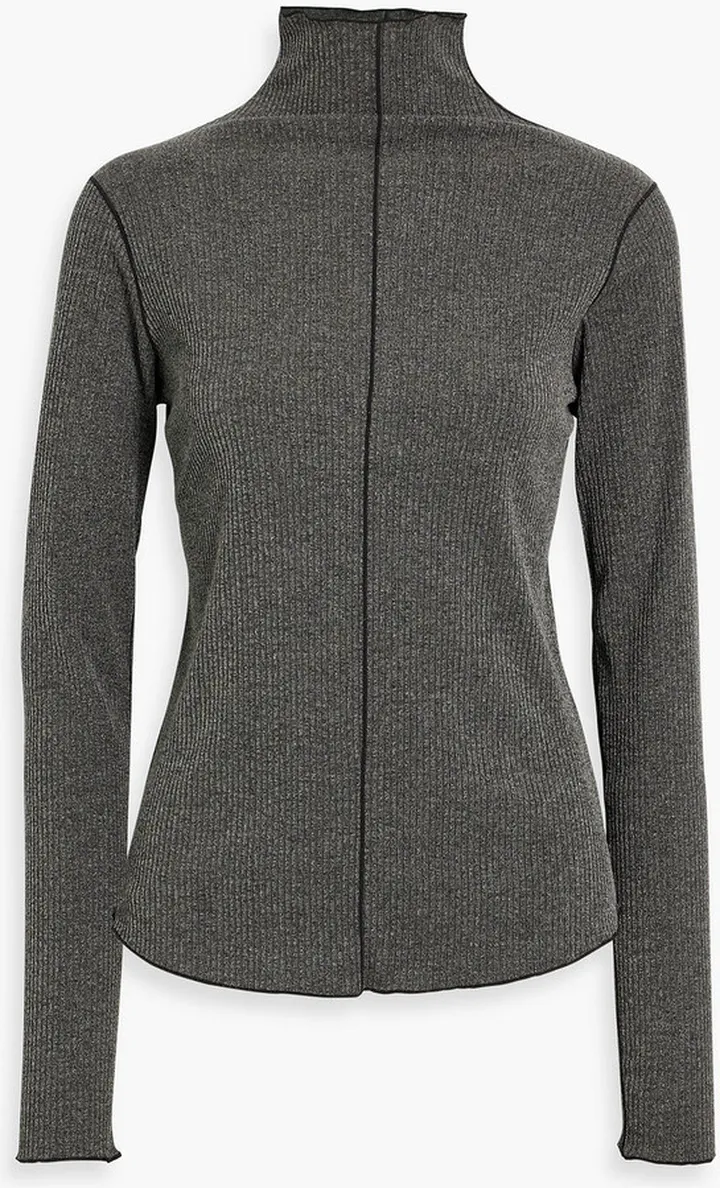 Ribbed-knit turtleneck top