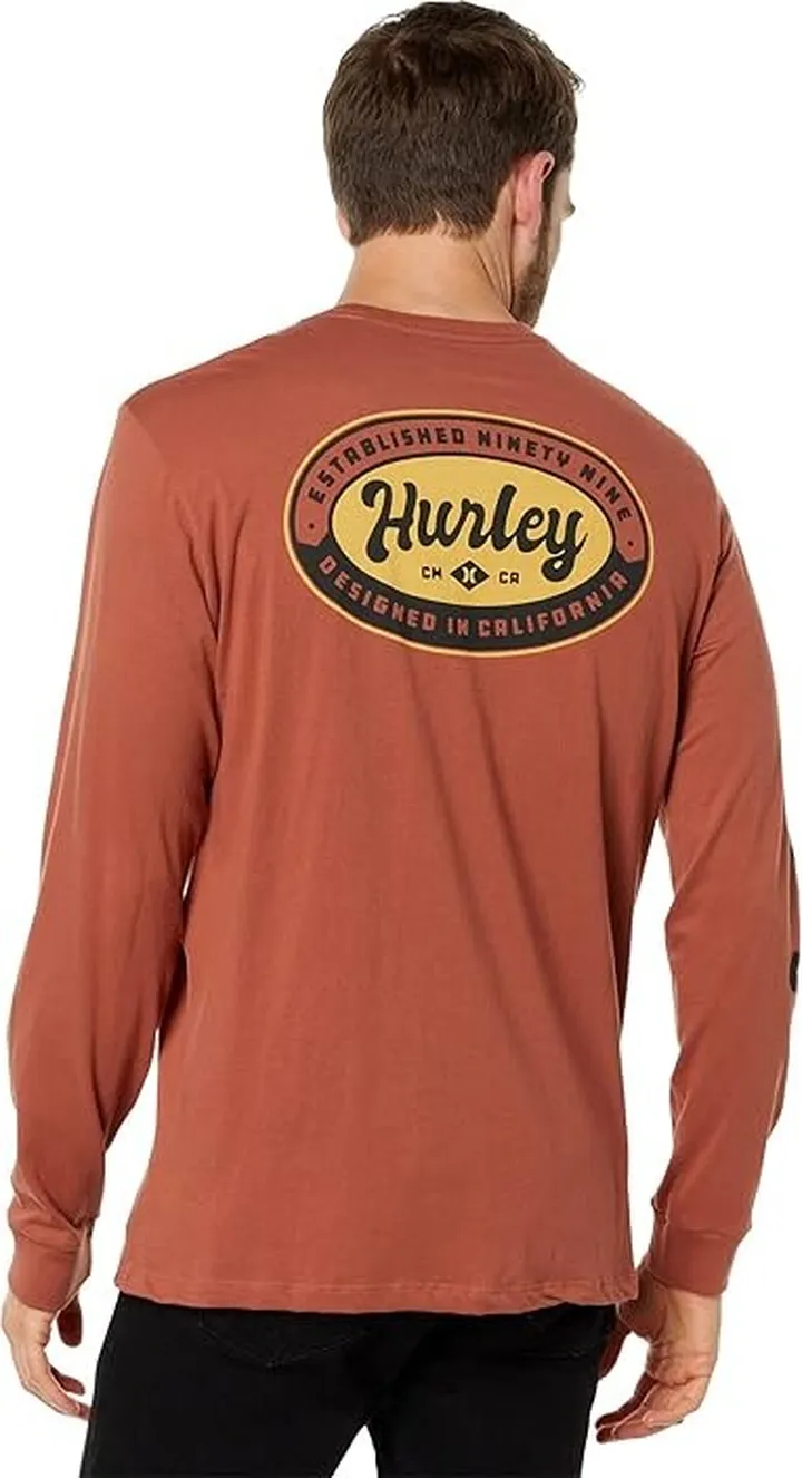 Hurley Label Long Sleeve Tee (Zion Rust) Men's Clothing