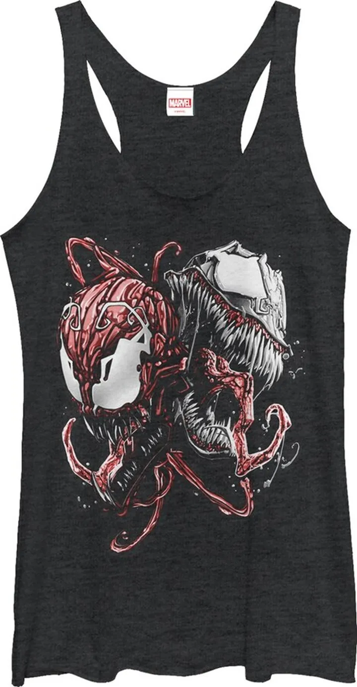 Women's Marvel Carnage and Venom Racerback Tank Top - Black Heather - X Large