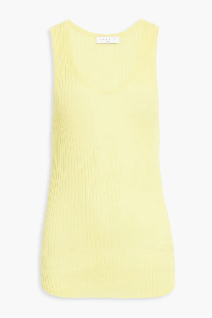 Asymmetric ribbed-knit tank