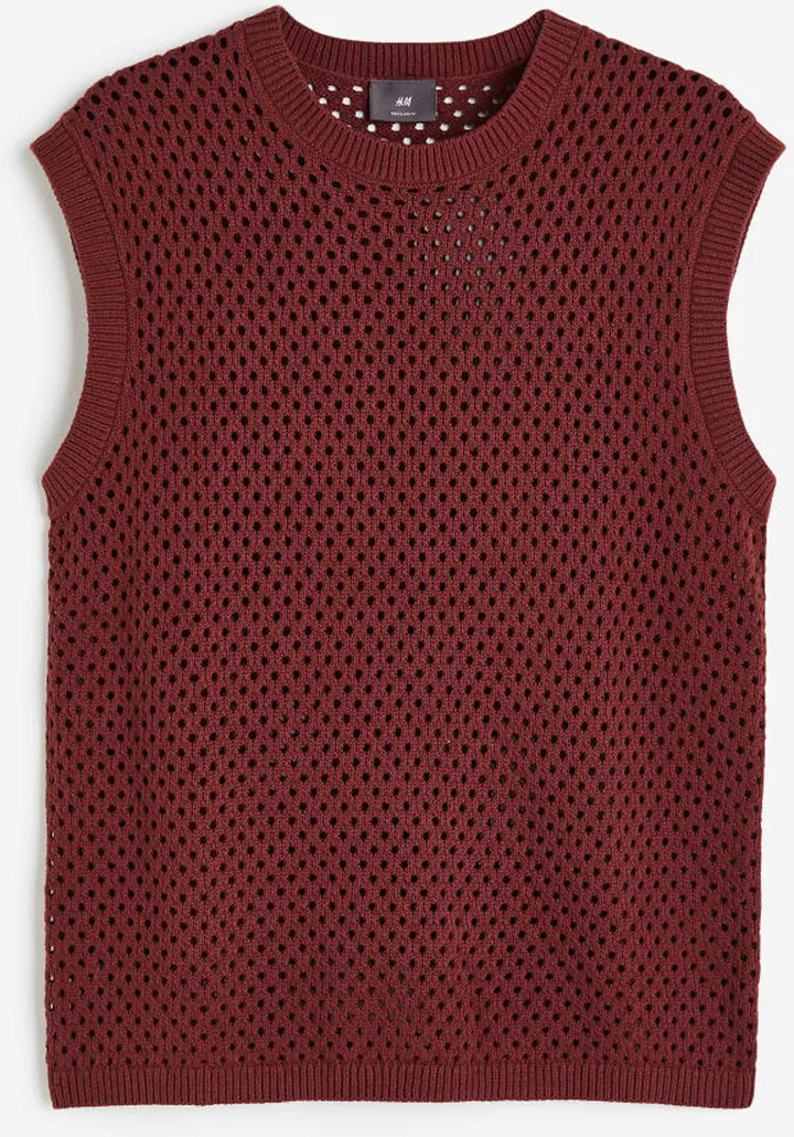 Regular Fit Hole-knit Sweater Vest