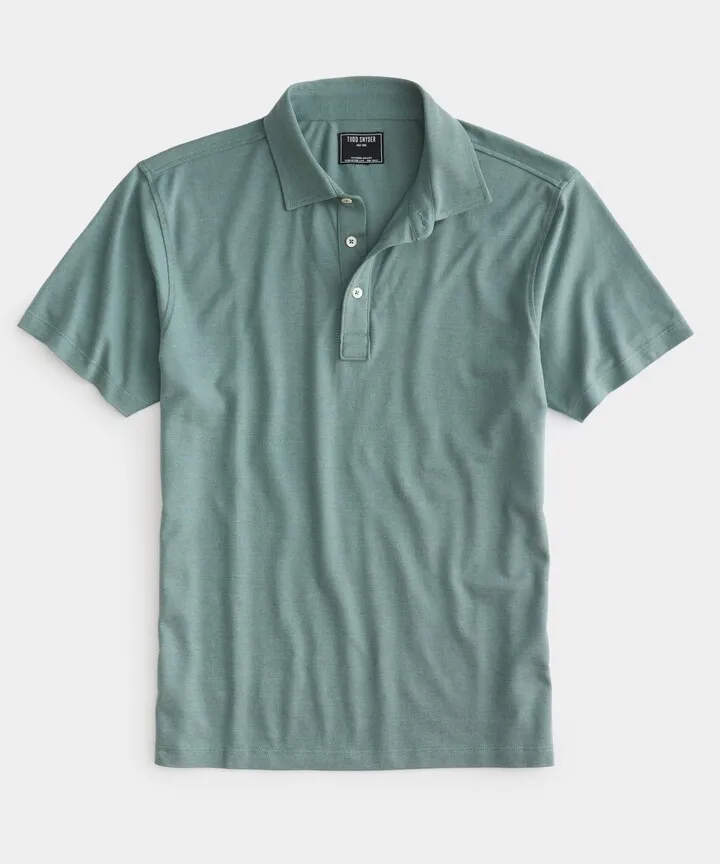Fine Pique Polo in Studio Green